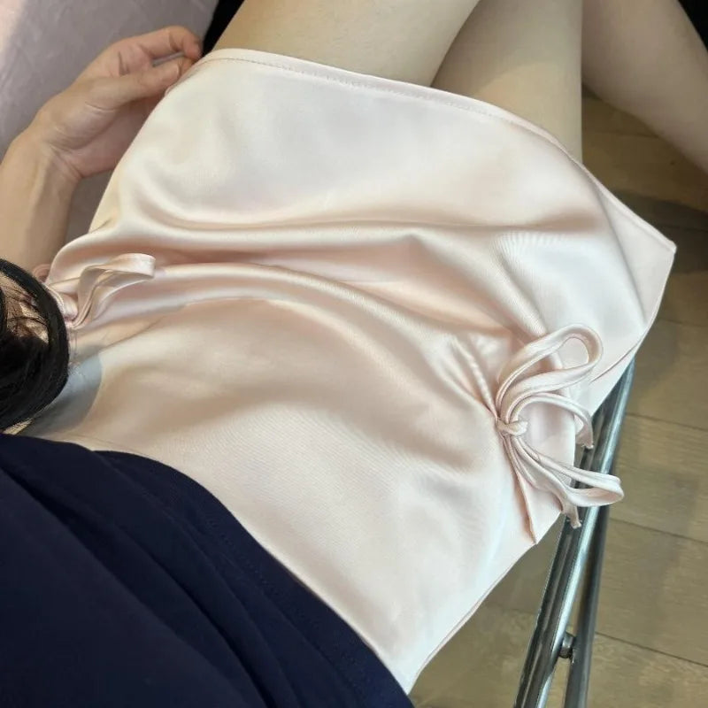 Mini Skirts Bow High Waist Flamingo