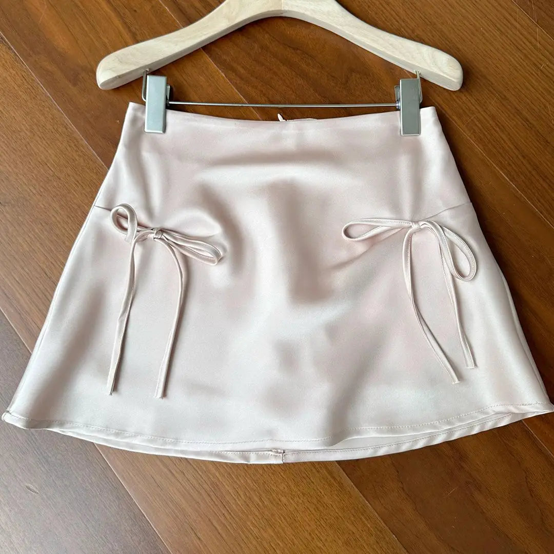 Mini Skirts Bow High Waist Flamingo