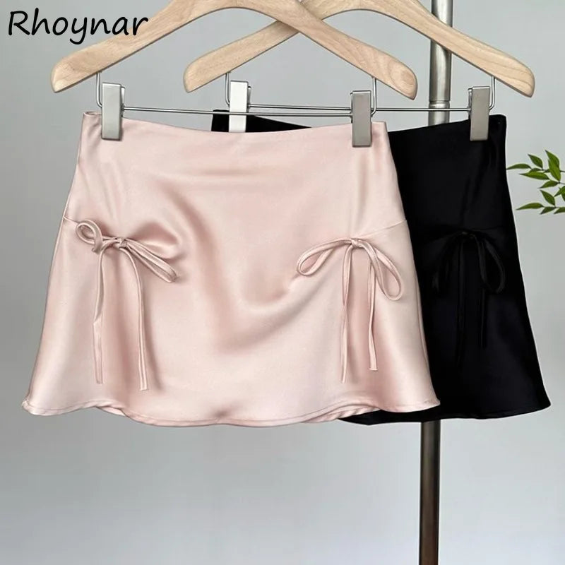 Mini Skirts Bow High Waist Flamingo