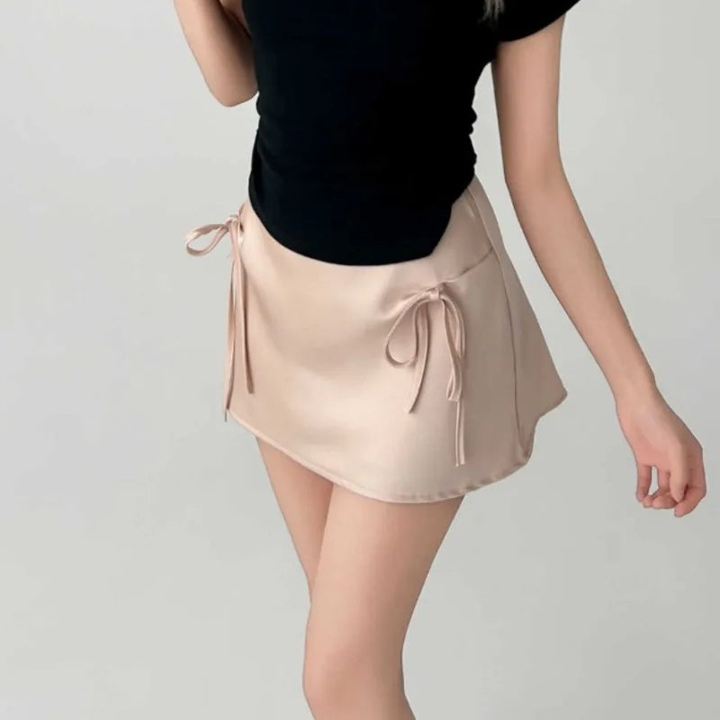 Mini Skirts Bow High Waist Flamingo