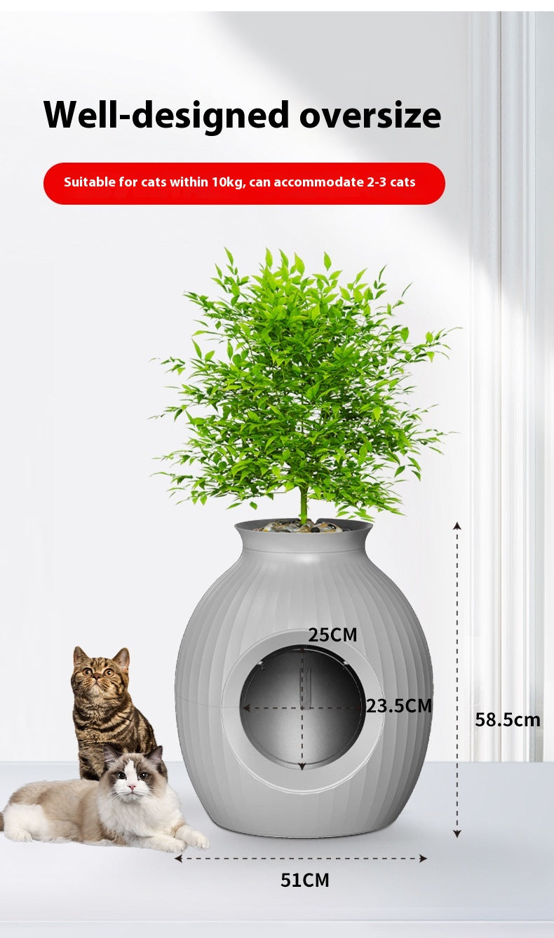 Flower Pot Style Fully Enclosed Deodorant Oversized Litter Box