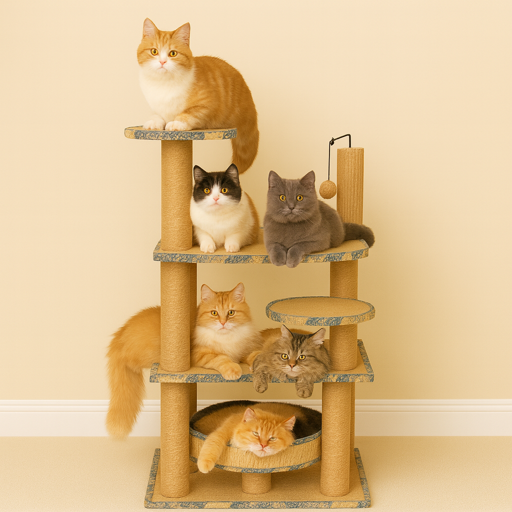 Multi-Level Cat Tree with Scratching Posts Straw Scratch BoardClimbing Frame C1008