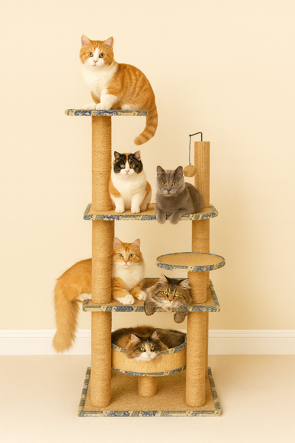 Multi-Level Cat Tree with Scratching Posts Straw Scratch BoardClimbing Frame C1008