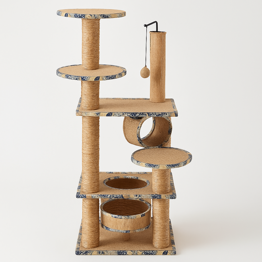 Multi-Level Cat Tree with Scratching Posts Straw Scratch BoardClimbing Frame C1008